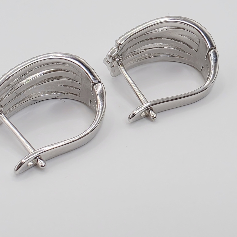 Over 2ct Mpissanite S925 Silver Hoop Earrings - Picture 6 of 8